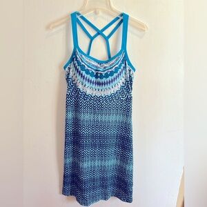 PRANA Sz S Blue Patterned Strappy Dress
